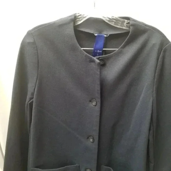 Kit and Ace Collarless Stretch Button Front Traveler Jacket Navy  S - Picture 5 of 13